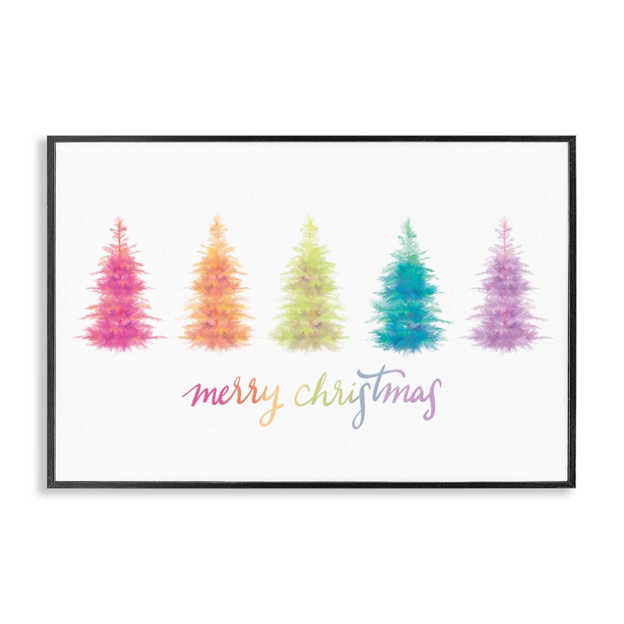 Stupell Industries Rainbow Christmas Trees Framed Giclee Wall Art